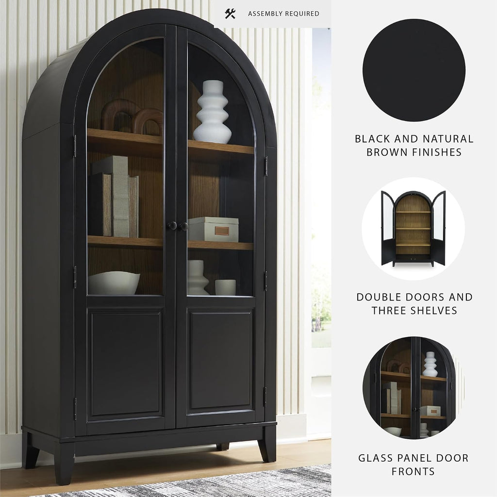 Signature Design by Ashley Dagandale Casual Accent Cabinet with Shelf, Black & Light Brown