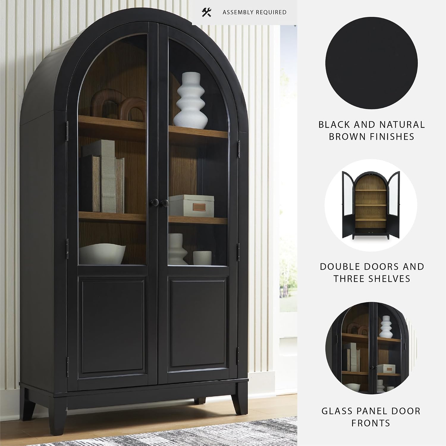 Signature Design by Ashley Dagandale Casual Accent Cabinet with Shelf, Black & Light Brown