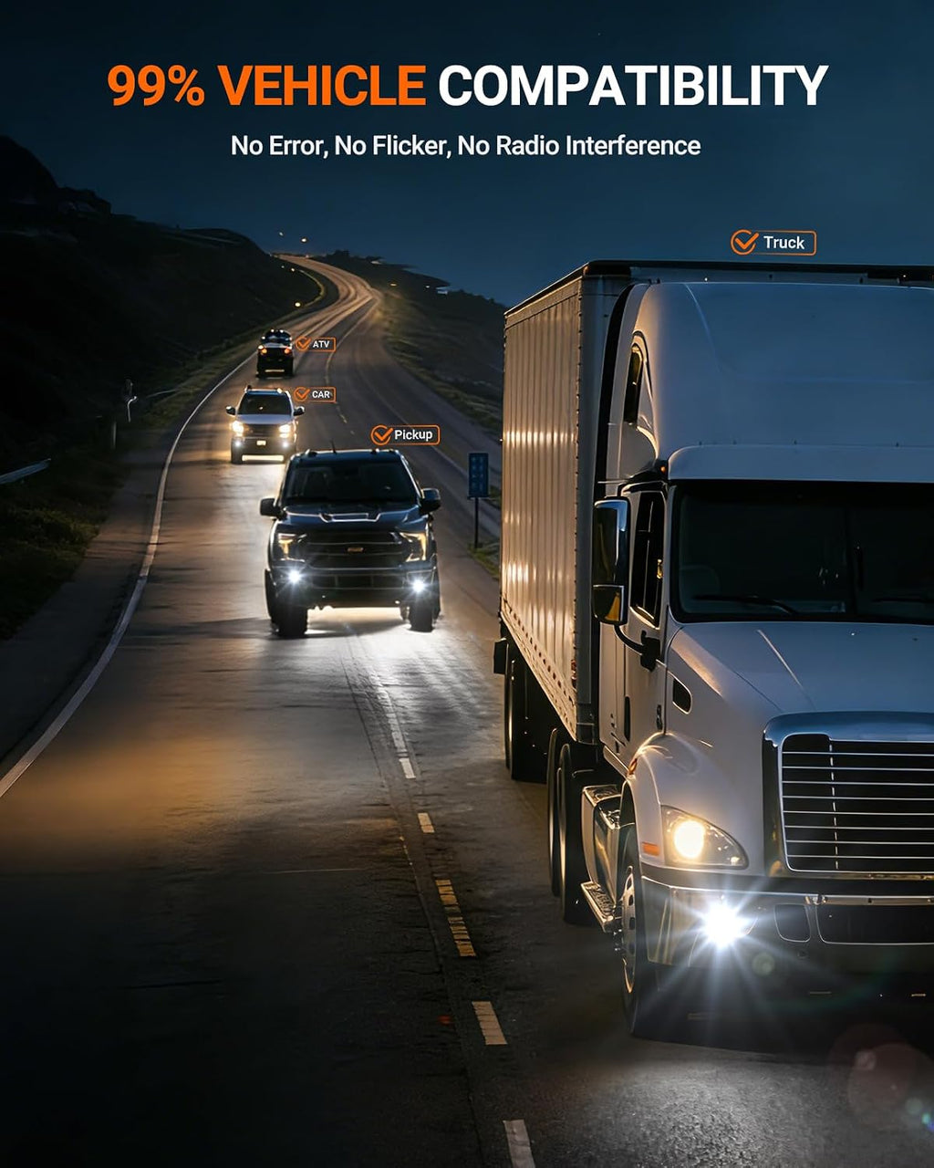 SEALIGHT 9005 H11 Bulbs, 180,000LM 14X Brightness, HB3 H8/H16/H9 6500K Cool White LED Bulbs, IP68 Waterproof 70000Hrs Lifespan, No Flickering, 1Mins Installation, 4 Pack