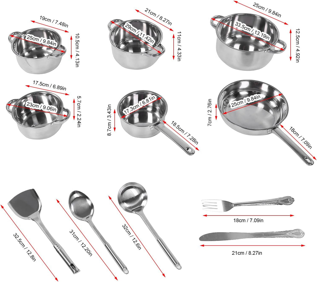 Kitchen Cookware Set Stainless Steel Pot and Pan Cooking Cookware and Utensil Set for Home