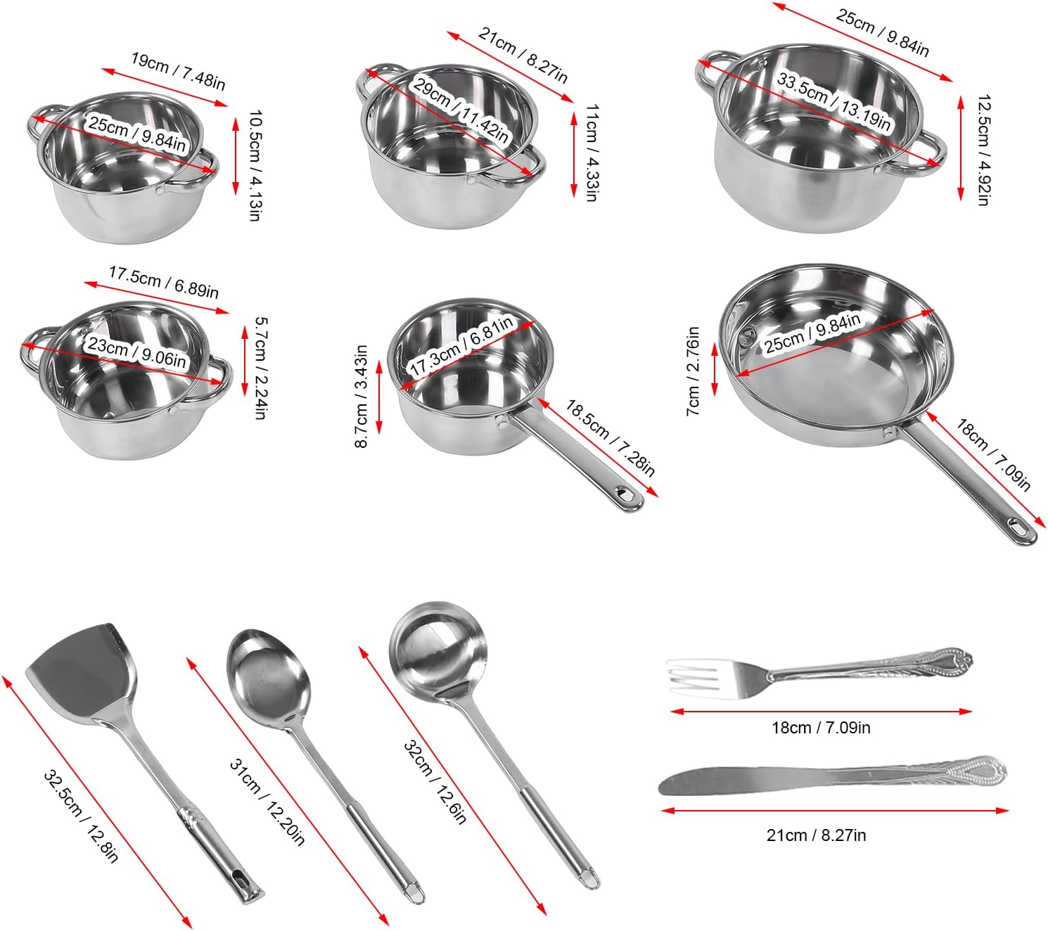 Kitchen Cookware Set Stainless Steel Pot and Pan Cooking Cookware and Utensil Set for Home