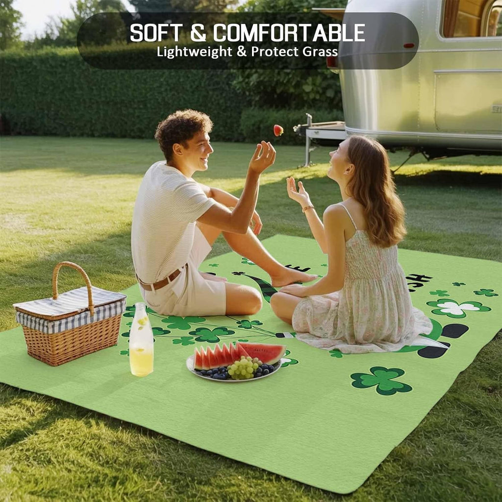 Outdoor Rug 5x8ft Happy St. Patrick's Day Gnome with Lucky Patio Area Rugs Waterproof Easy Cleaning Non Shedding Thick Mats Green Carpet for Indoor Outdoor Porch Deck Backyard Balcony