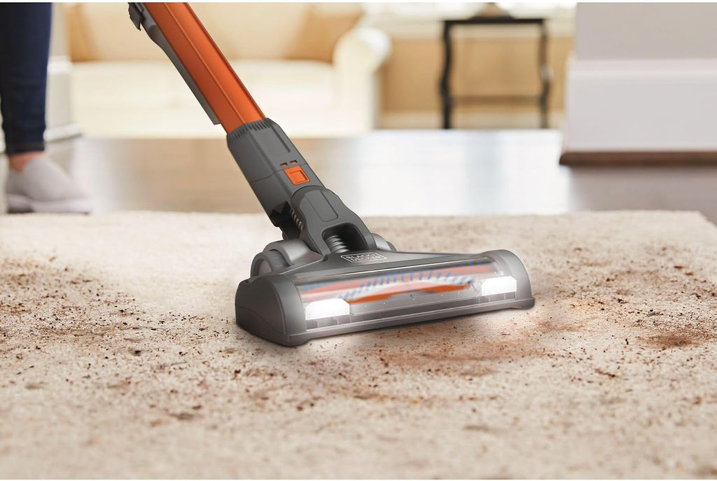 Black+Decker BHFEV182C 4-in-1 Cordless Upright Vacuum Cleaner (18 V, 2.0 Ah, To, Electric Brush Head, Narrow Spacer, Charger and Wall Mount)