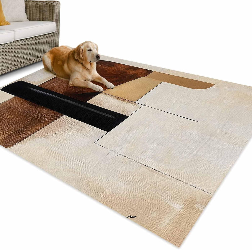 Outdoor Rug 4x6ft Vintage Abstract Mid Century Graffiti Art Patio Area Rugs Waterproof Easy Cleaning Non Shedding Thick Mats Retor Carpet for Indoor Outdoor Porch Deck Backyard Balcony