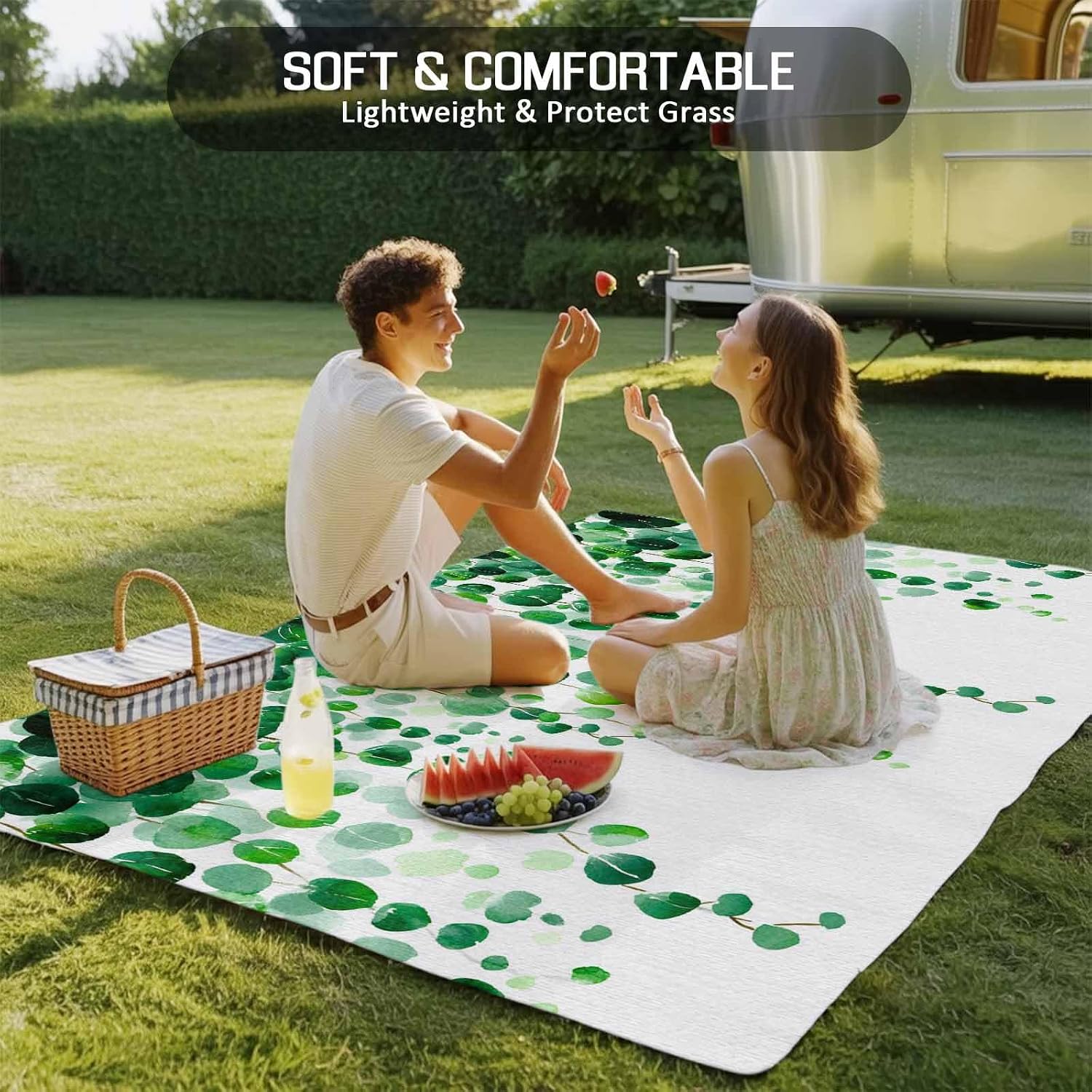 Outdoor Rug 4x6ft Spring Summer Gradient Green Leaves*Watercolor Botantical Patio Area Rugs Waterproof Easy Cleaning Non Shedding Thick Mats Carpet for Indoor Outdoor Porch Deck Backyard Balcony