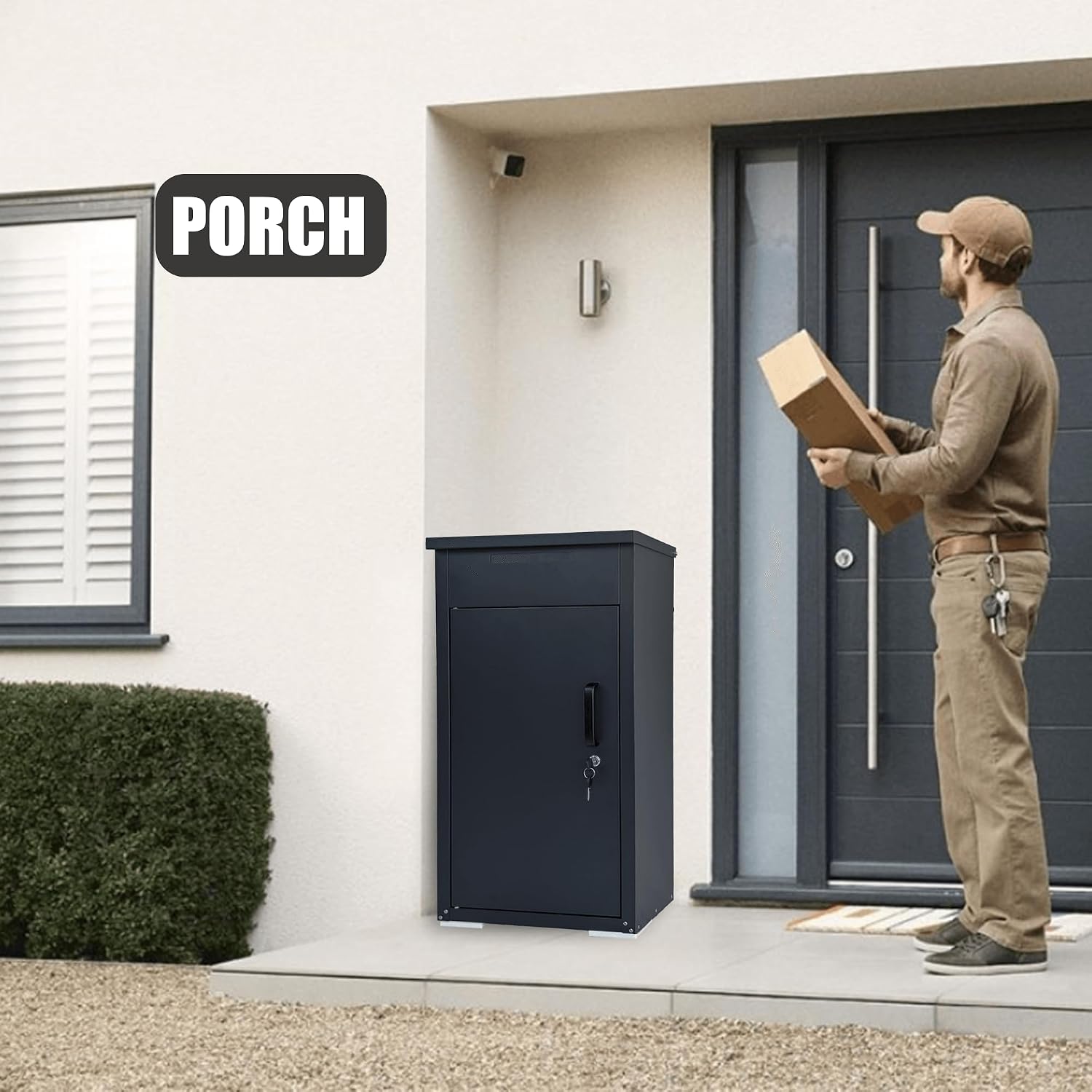 Package Delivery Box for Outside, Large Parcel Drop Box with Top Drop Chute for Packages, Anti-Theft Lockable Package Mailbox with Drop Slot for Mails & Home Porch Use 34'×16'×17'