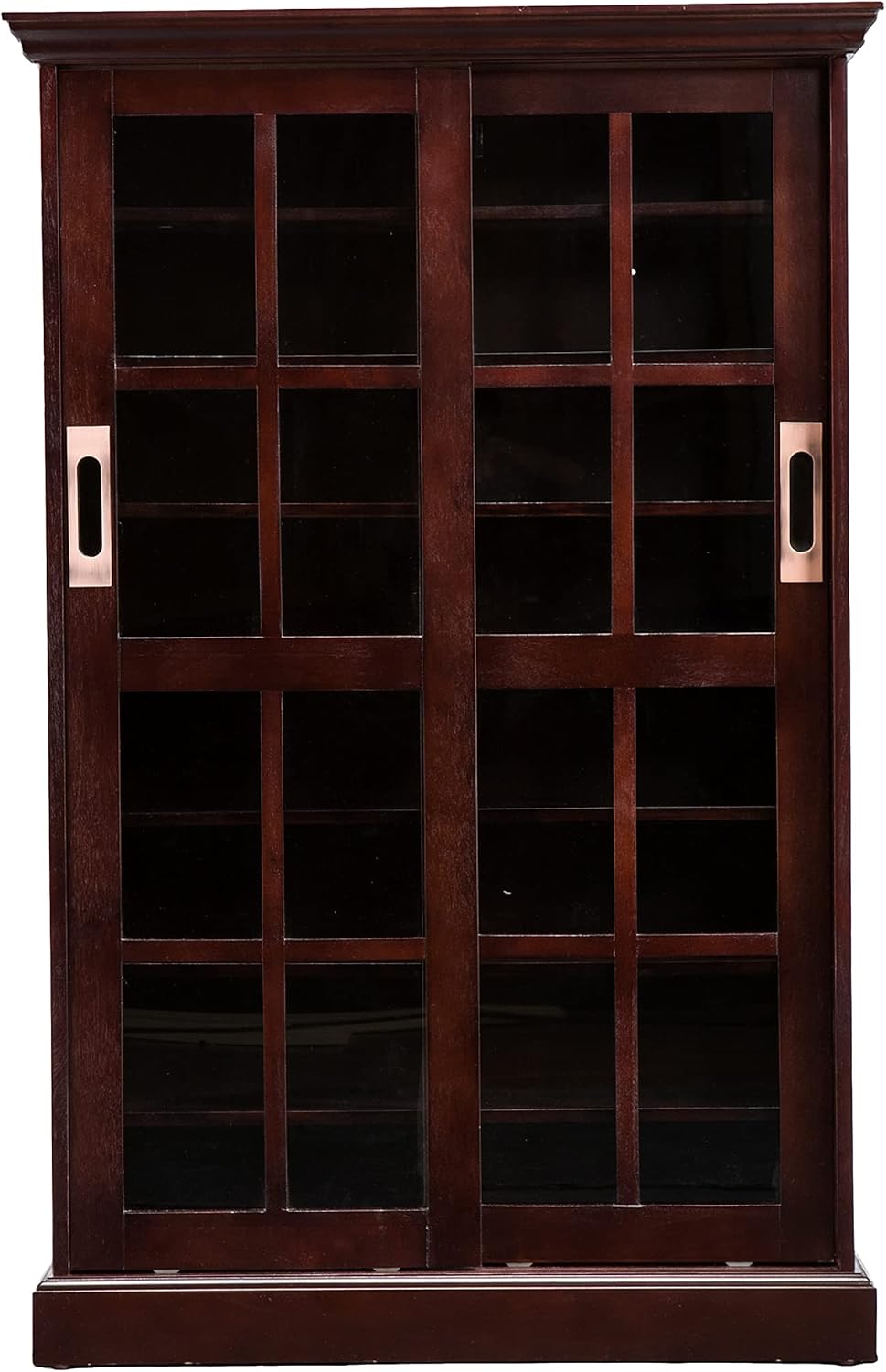 SEI Furniture - Media Cabinet with Sliding Doors - Espresso - Transitional Design, Brown Glass and Wood - Ideal for Home Office, Living Room (MS1071)