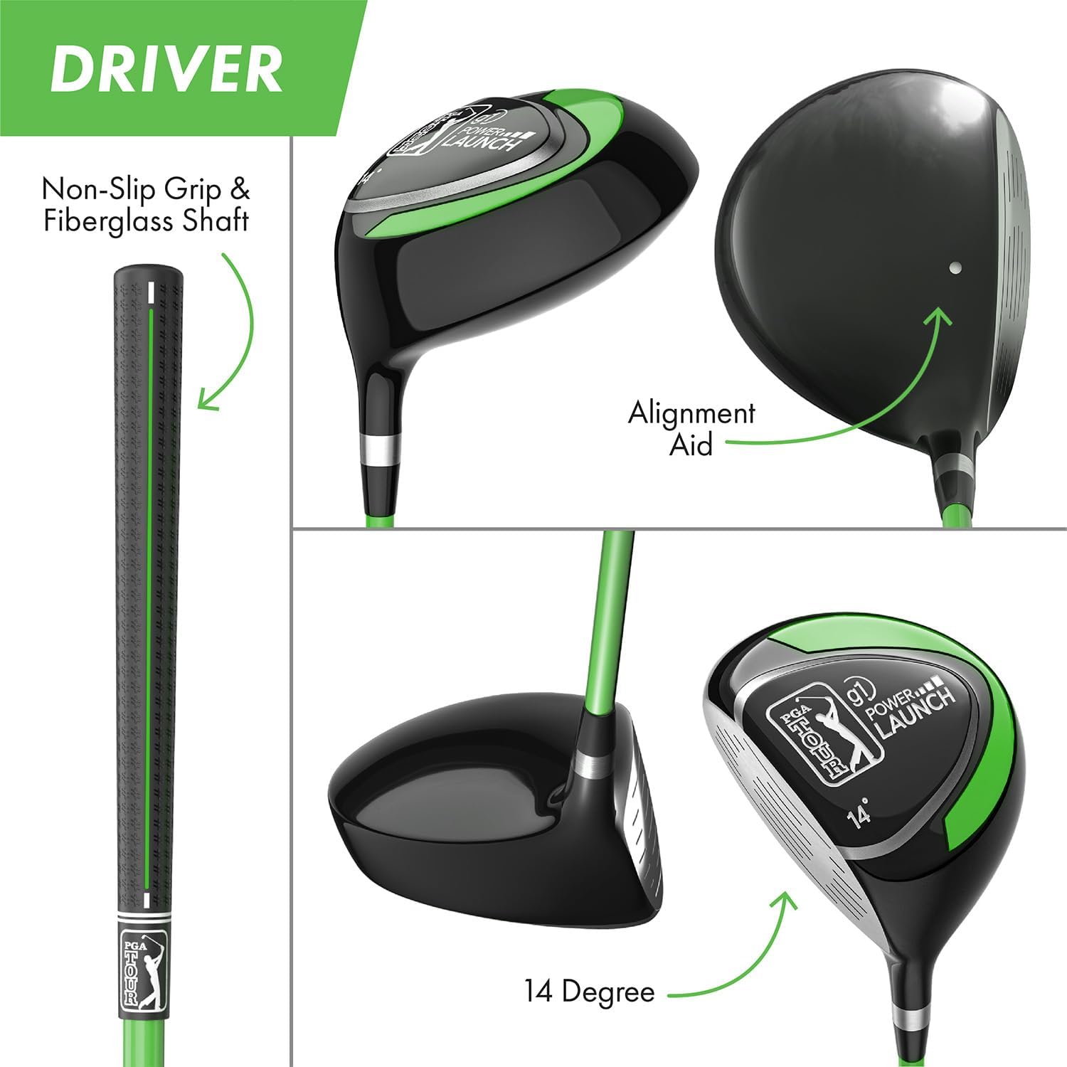PGA Tour Youth Golf Club Set – Ages 3-5 (3'6'-4'1') and 5-8 (4'1' - 4'8') Right and Left Handed Beginner Junior Golf Clubs with Lightweight Golf Bag, Mallet Putter, Driver by Golfgen