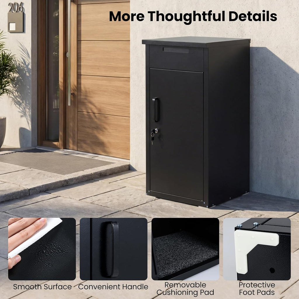 Goplus Package Delivery Boexes for Outside, 18' x 17.5' x 34' Galvanized Steel Parcel Drop Boxes with Lock, Anti-Theft Design, Package Mailbox for Home, Office, Yard, Curbside (18' x 17.5' x 34')