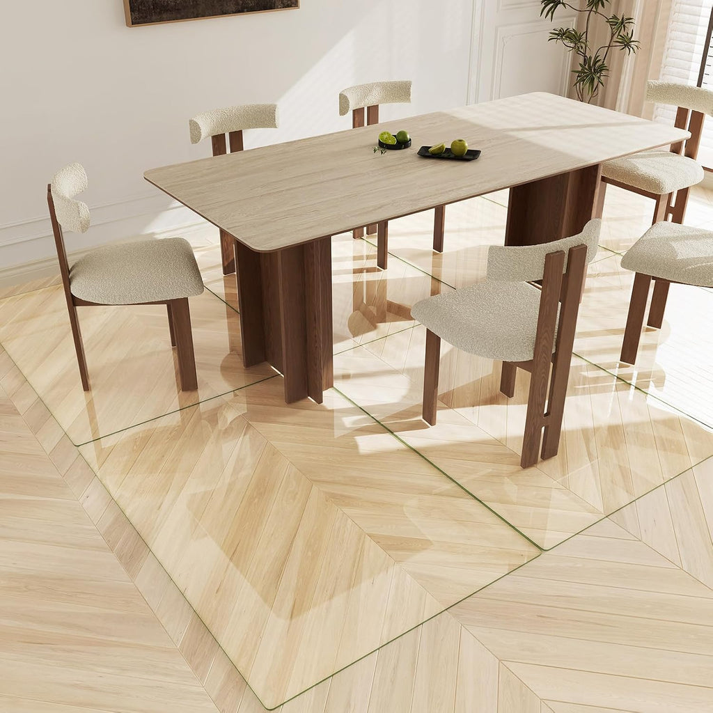 Koonmi Tempered Glass Chair Mat 36'x50' - Premium Office Chair Mat for Hardwood Floors & Low-Pile Carpet with 4 Non-Slip Pads - Thick Scratch-Resistant Surface