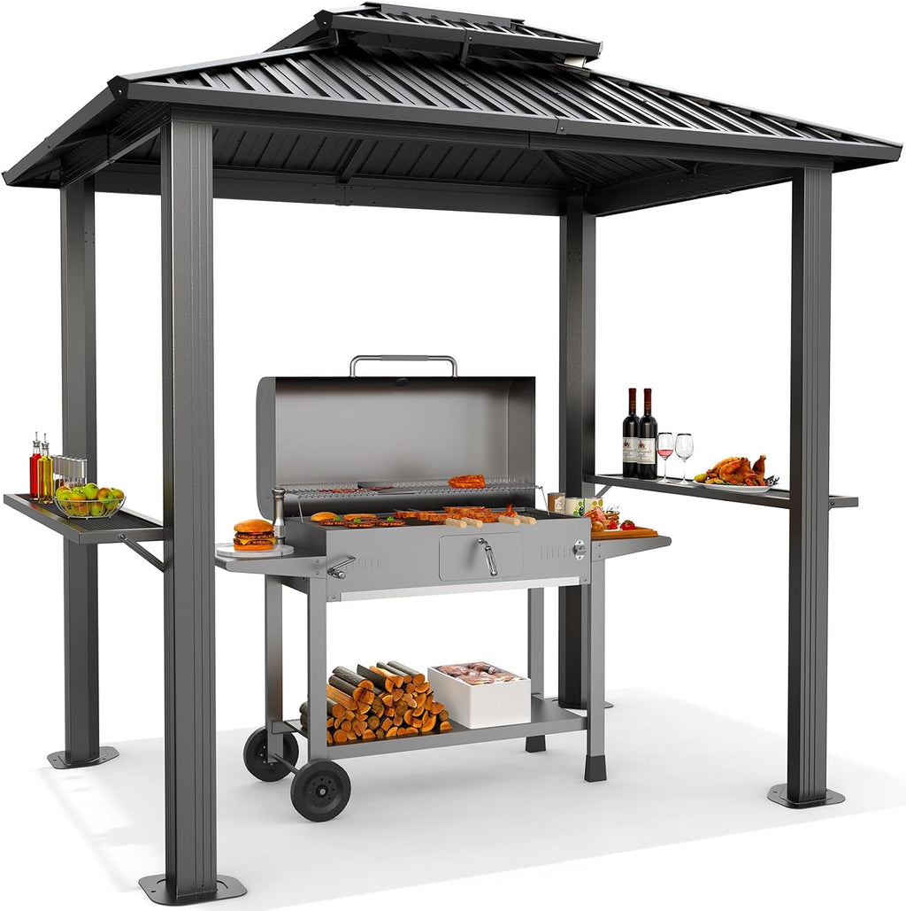 Hoteel 6x8 Hardtop Grill Gazebo,Black