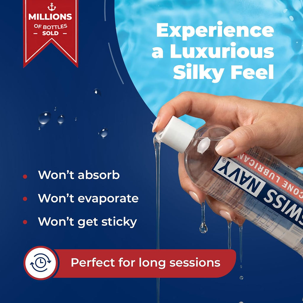 Swiss Navy Premium Silicone Based Lubricant - 32 oz - Personal Lube for Men, Women & Couples - Condom, Latex Safe - Hypoallergenic - Unscented