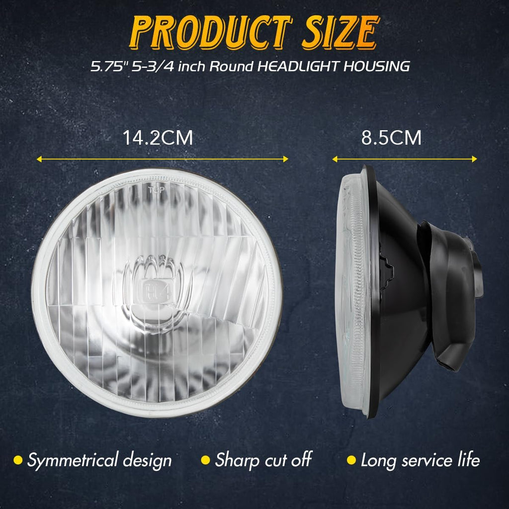 5.75 inch Headlight Round 4pcs Reflector + 4pcs H4 LED Bulbs H4/9003 Light Bulb Headlamp Set H5001 H5006 Front Light Housing