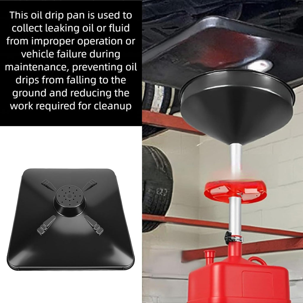 Transmission Drain Pan, 15L HDPE Oil Drain Splash Pad Change Tray Square Oil Pan for Many Different Funnel, Efficient Fluid Collection for Car, Truck, Garage Use