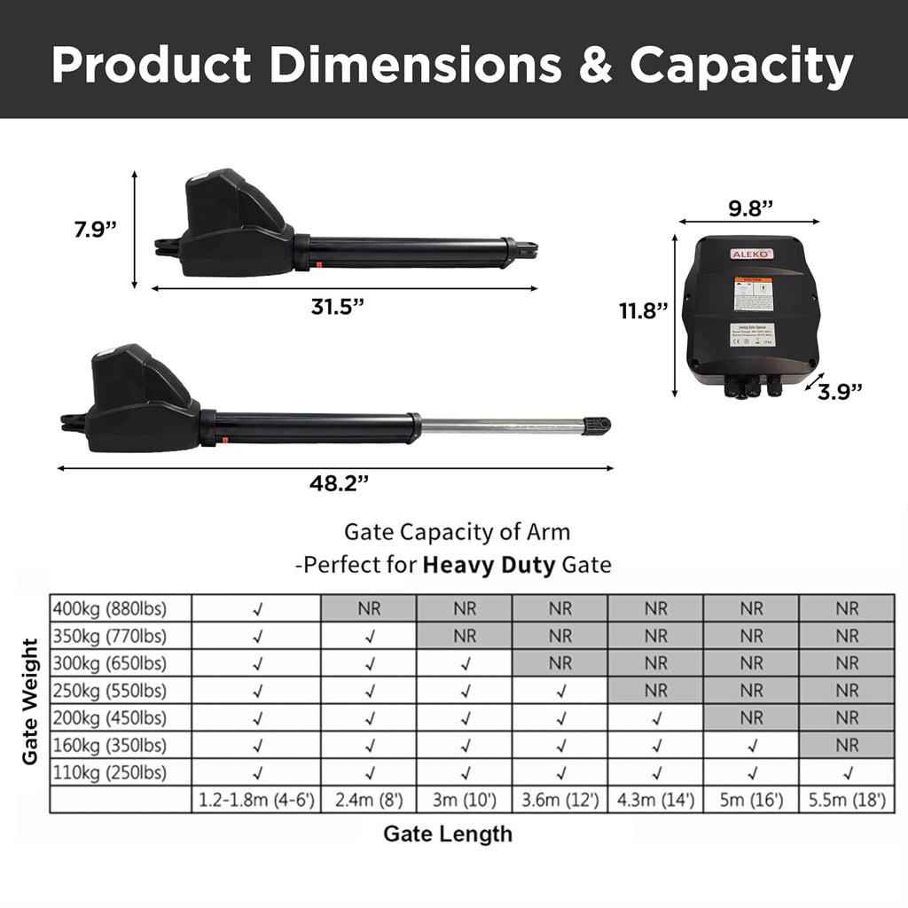 ALEKO Swing Gate Opener | Automatic Driveway AC/DC Operator for Gates up to 10 Feet Long 660 Poundsr | AS600 | (600, Basic Kit)