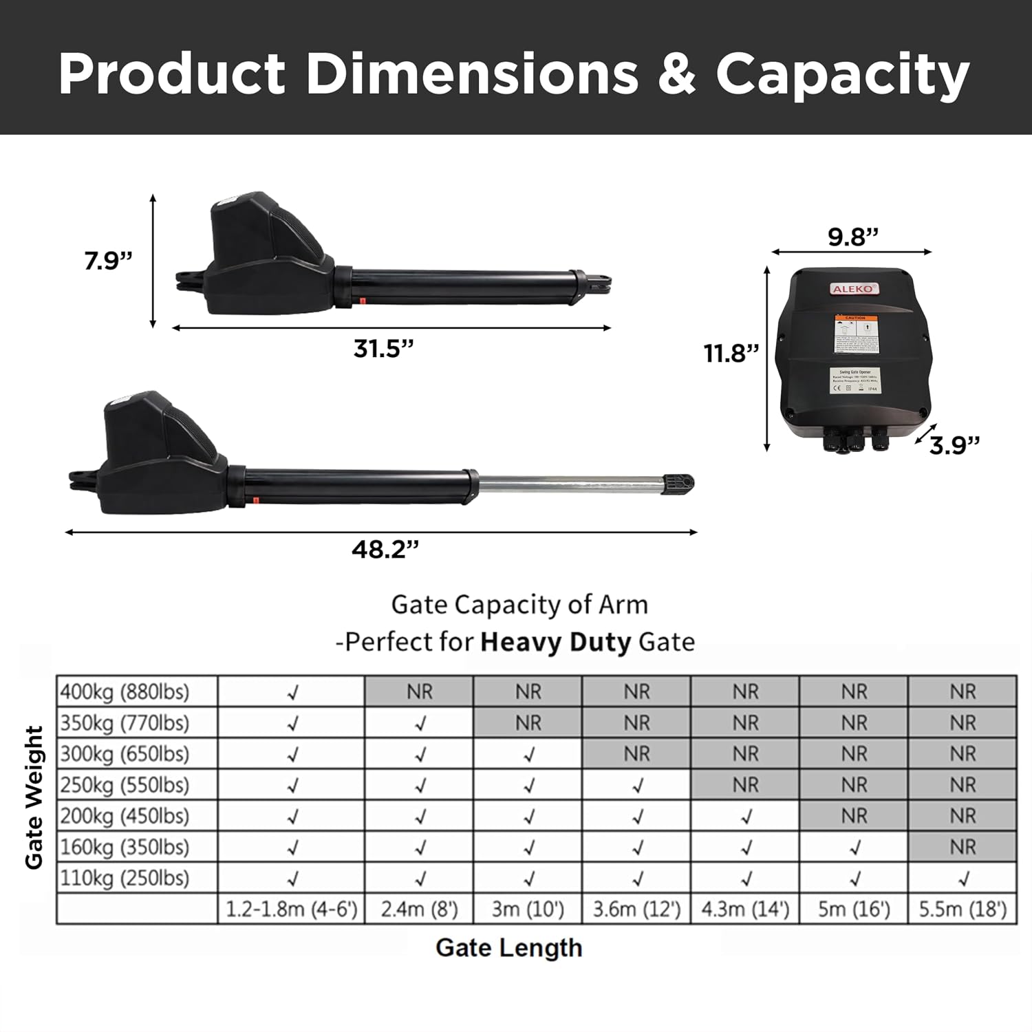 ALEKO Swing Gate Opener | Automatic Driveway AC/DC Operator for Gates up to 10 Feet Long 660 Poundsr | AS600 | (600, Basic Kit)