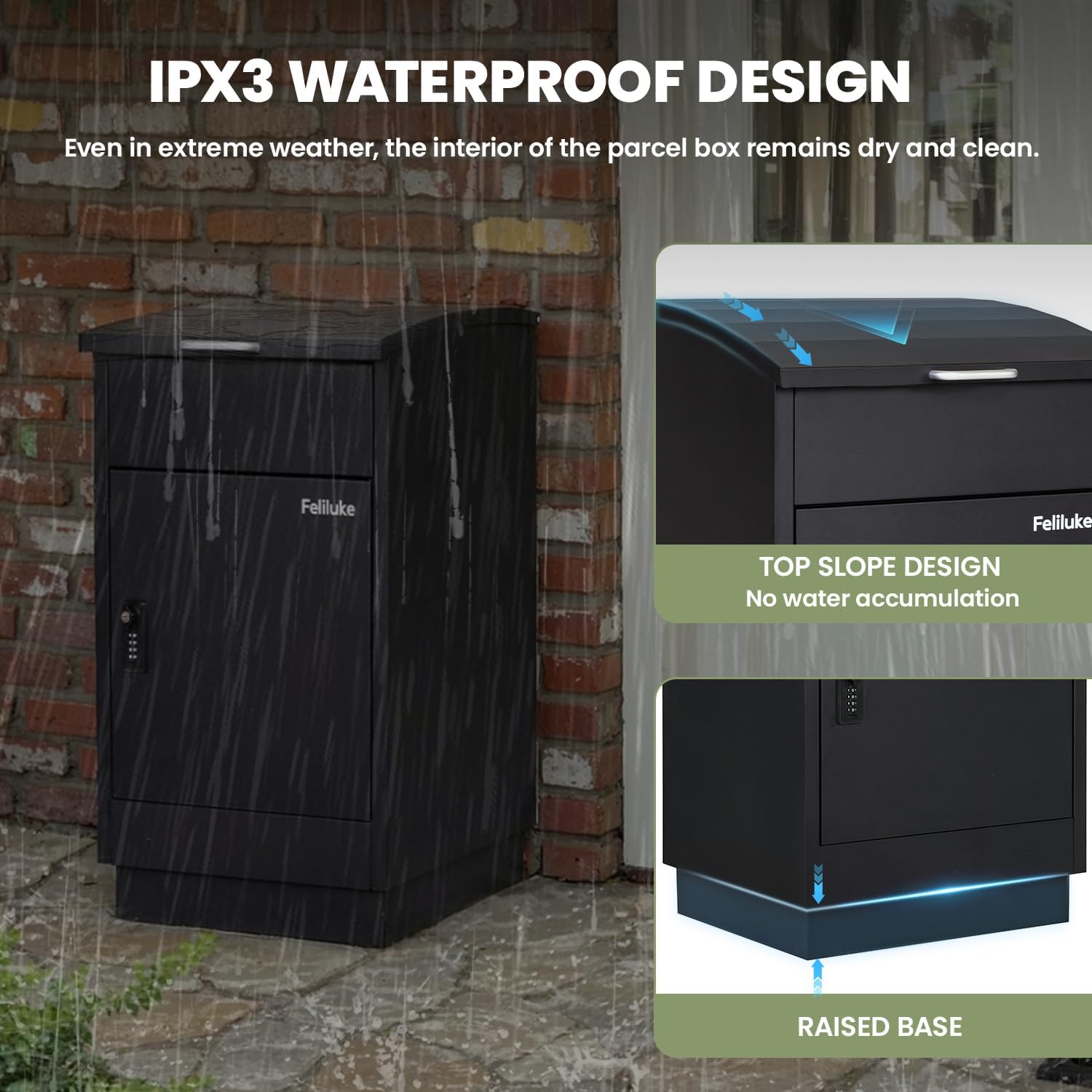 Large Outdoor Package Delivery Box, Heavy-Duty Metal Parcel Drop Box, Waterproof & Anti-Theft, Secure Lockable Mailbox for Porch, Curbside & Business Use