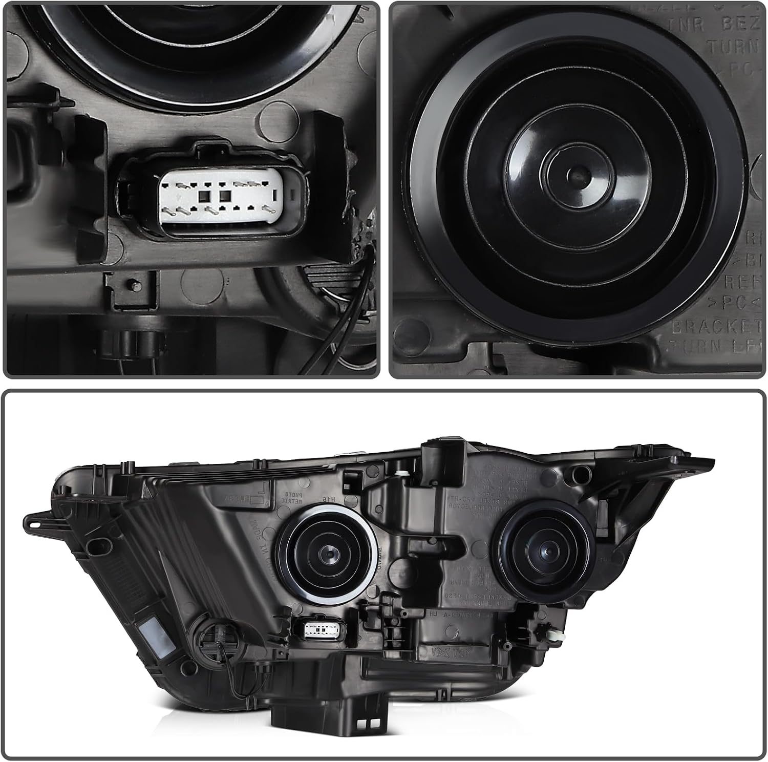 Headlight Fit 2015-2018 for Edge Black Housing Amber Reflector Pair Headlight Assembly FT4Z13008A