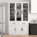 Tall Bookshelf with Glass Doors & Drawers, Large Storage Cabinet Home Office Bookcase with Doors & Shelves, Glass Display Cabinet for Living Room, White (47.2' W x 15.7' D x 78.9' H)