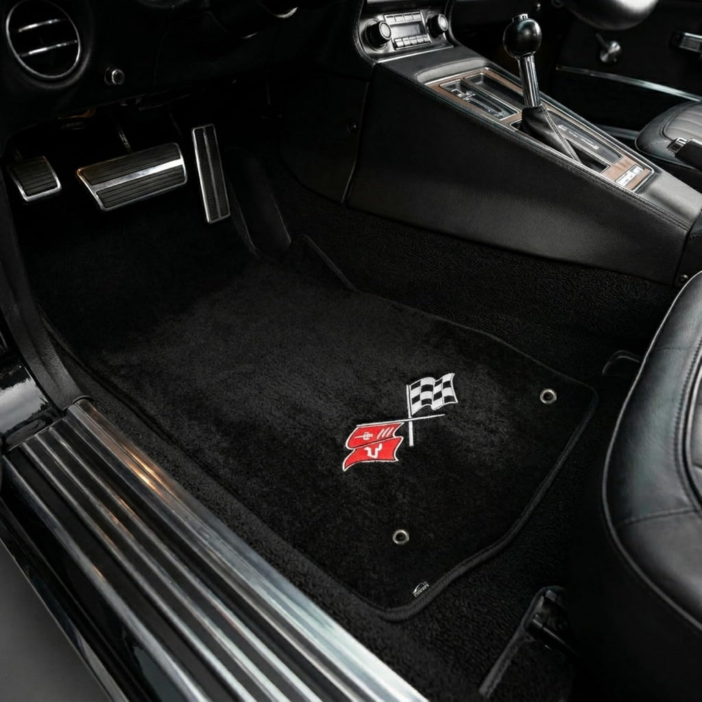 Lloyd Mats Floor Mats for Chevrolet C3 Corvette 1968-1976 | 2PC Front Mats | Black | Non-Slip Backing