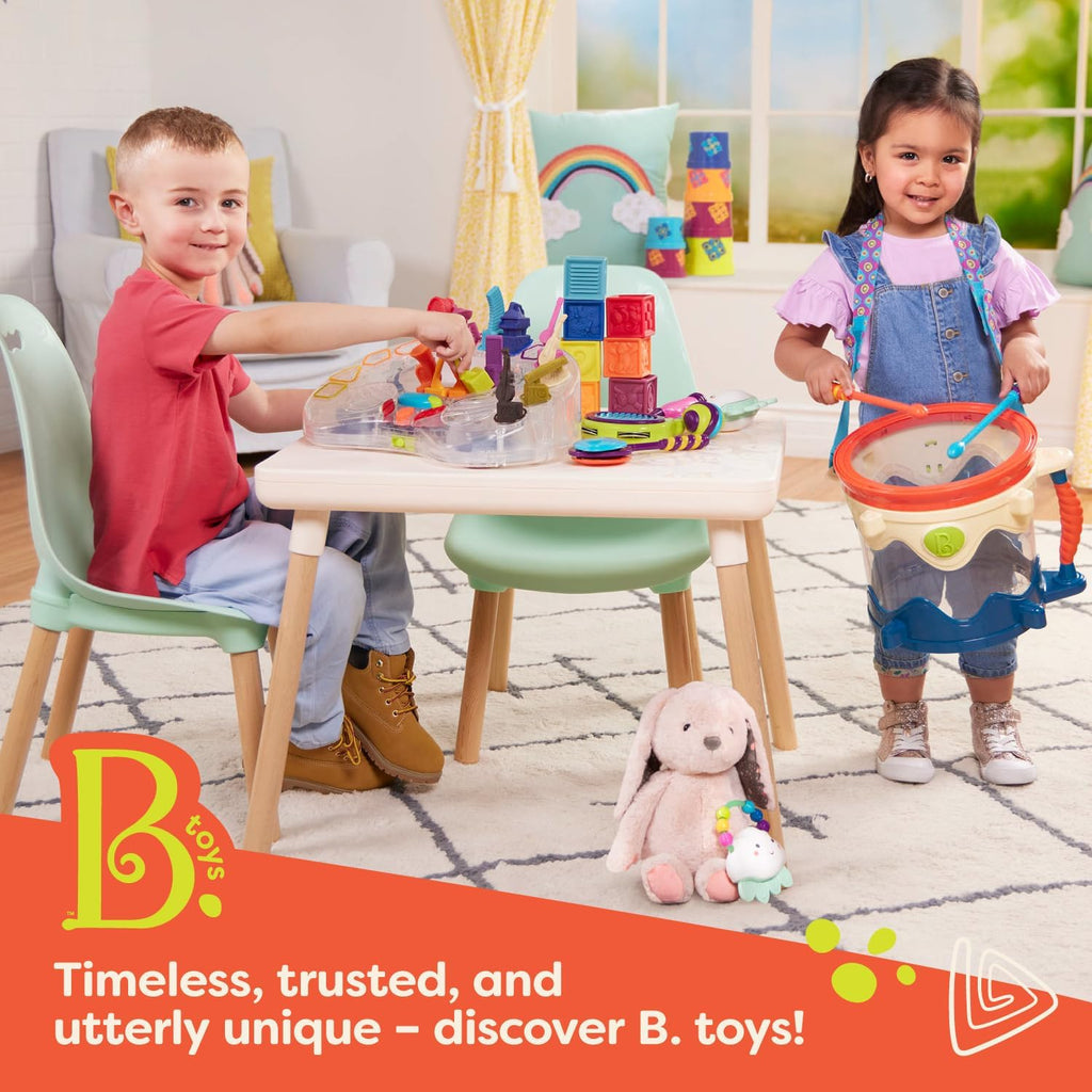 B. toys – Table and Chair Set – Furniture for Toddlers – 1 Craft Table & 2 Chairs – Natural Wooden Legs – Mint – 3+ Years