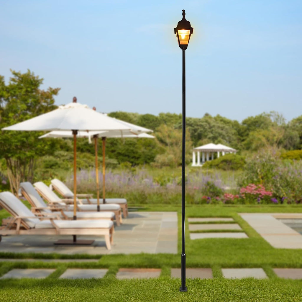 Street Light Pole 18.37ft Tall, Metal Light Poles for Outside with Full Set Accessories Solar Light Pole Split Street Lamp Post for Outdoor Street (Large and Small Poles 114 + 76 mm)