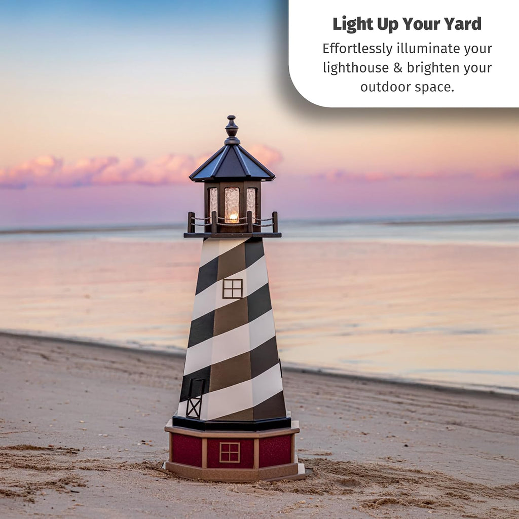 DutchCrafters Solar Powered Lighthouse Kit - Solar Lights Outdoor Waterproof with LED Lights for Outside and Dusk to Dawn Light, Lighthouse Beacon, Backyard Decor - Amish Made in USA