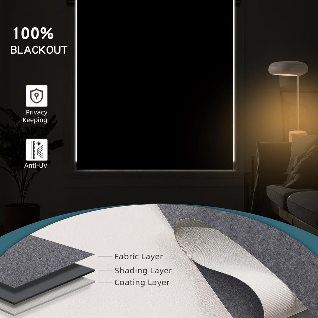 Smart Blinds,Motorized Blackout Shades for Windows,Compatible with Alexa,Google Home,Automatic Blackout Roller Shade,Rechargeable Battery Shades,Dark Anchor Grey