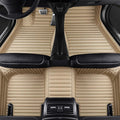 AGAATI for Mini Coupe 2009-2017 Custom Car Floor Mats, Front Rear Full Coverage Leather Stripe Floor Liners Protectors Anti-Slip Carpets Pads Interior Accessories,C/Beige