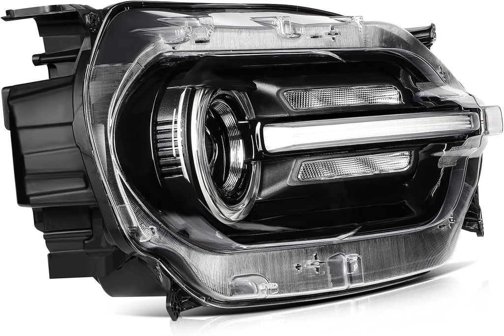 Headlight Assembly Fit 2021-2024 for Bronco Sport Driver & Passenger Side Headlight Black Housing Clear Reflector M1PZ13008H