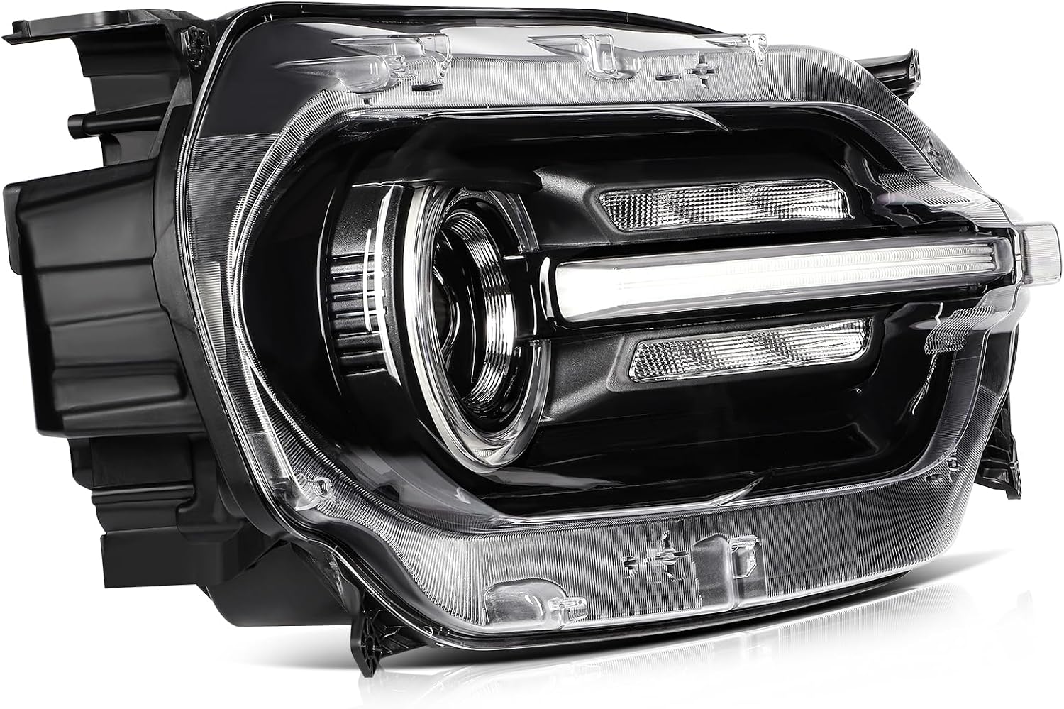 Headlight Assembly Fit 2021-2024 for Bronco Sport Driver & Passenger Side Headlight Black Housing Clear Reflector M1PZ13008H