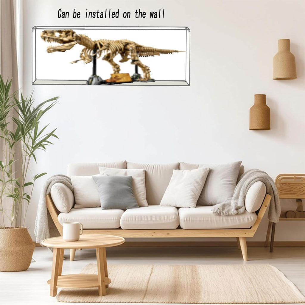Acrylic Display Case for Lego 76968 Dinosaur Fossils: Tyrannosaurus rex 75978 Can Be Installed on The Wall Photo Frame 43.31Lx9.84Wx13.78H inch(110x25x35 cm)(NOT Included The Model)
