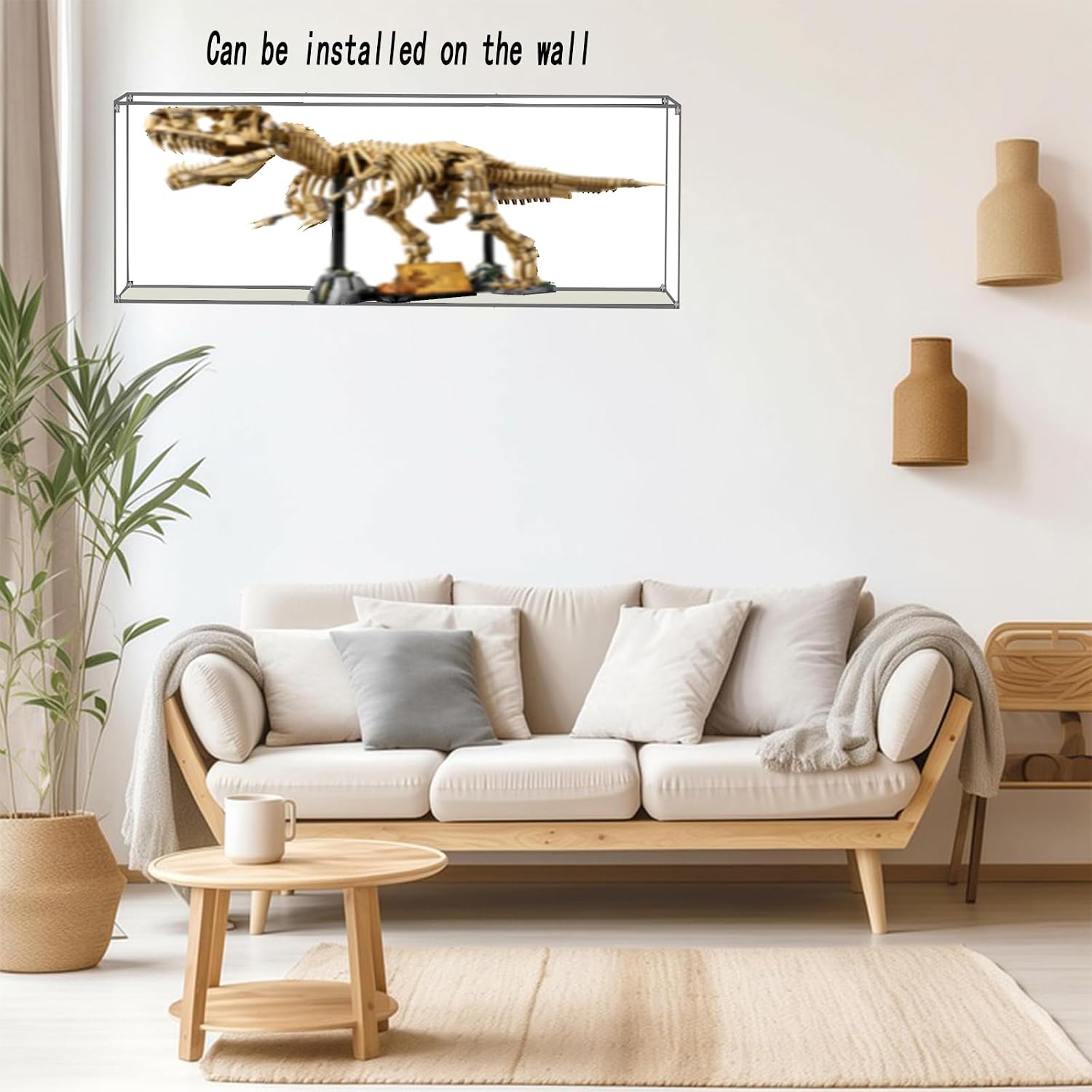 Acrylic Display Case for Lego 76968 Dinosaur Fossils: Tyrannosaurus rex 75978 Can Be Installed on The Wall Photo Frame 43.31Lx9.84Wx13.78H inch(110x25x35 cm)(NOT Included The Model)
