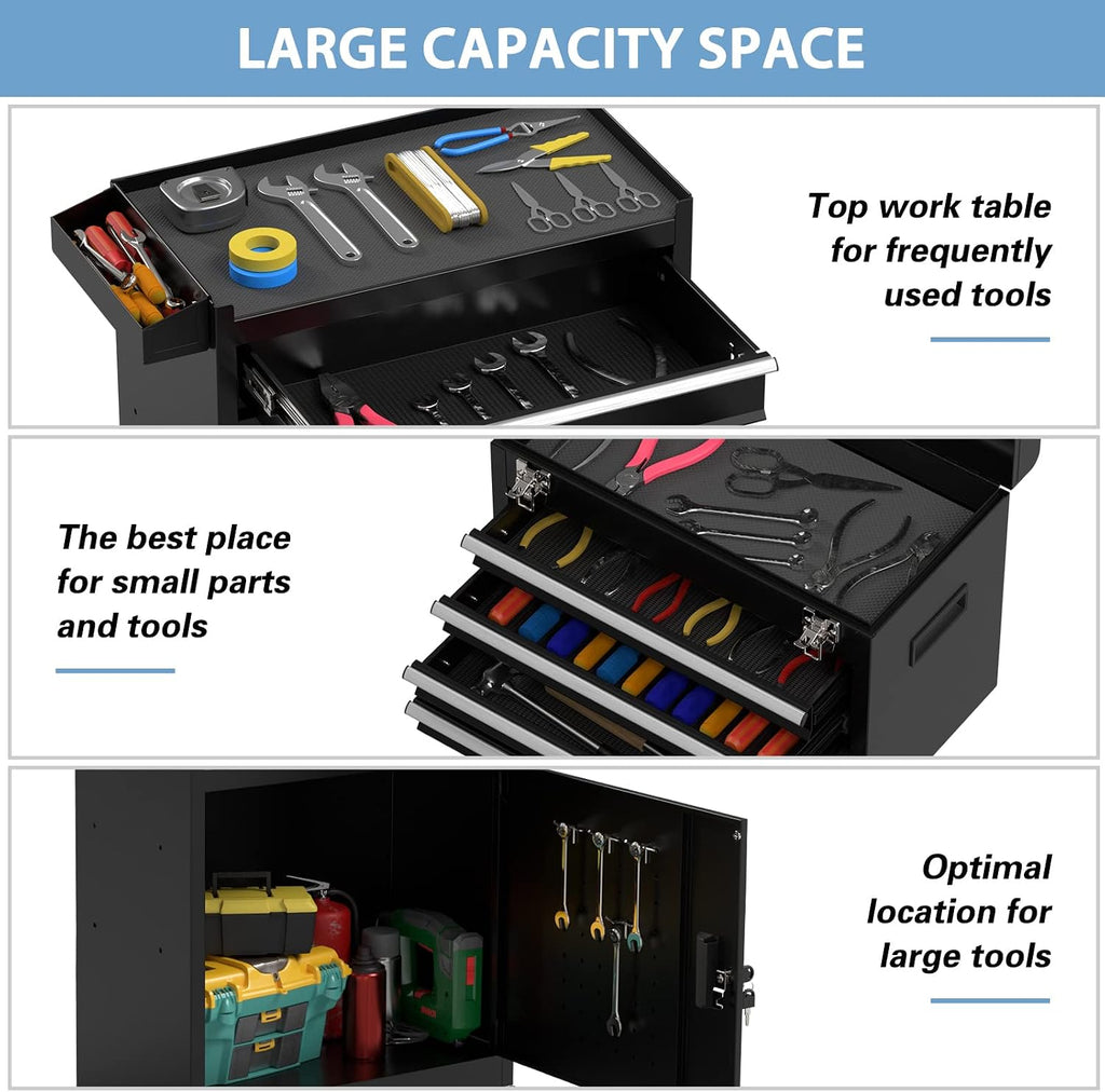 5-Drawer High Capacity Rolling Tool Chest, Removable Toolbox on Wheels Organizers, Lockable Tool Box Tool Storage Cabine with Drawers and Wheels for Workshop and Warehouse