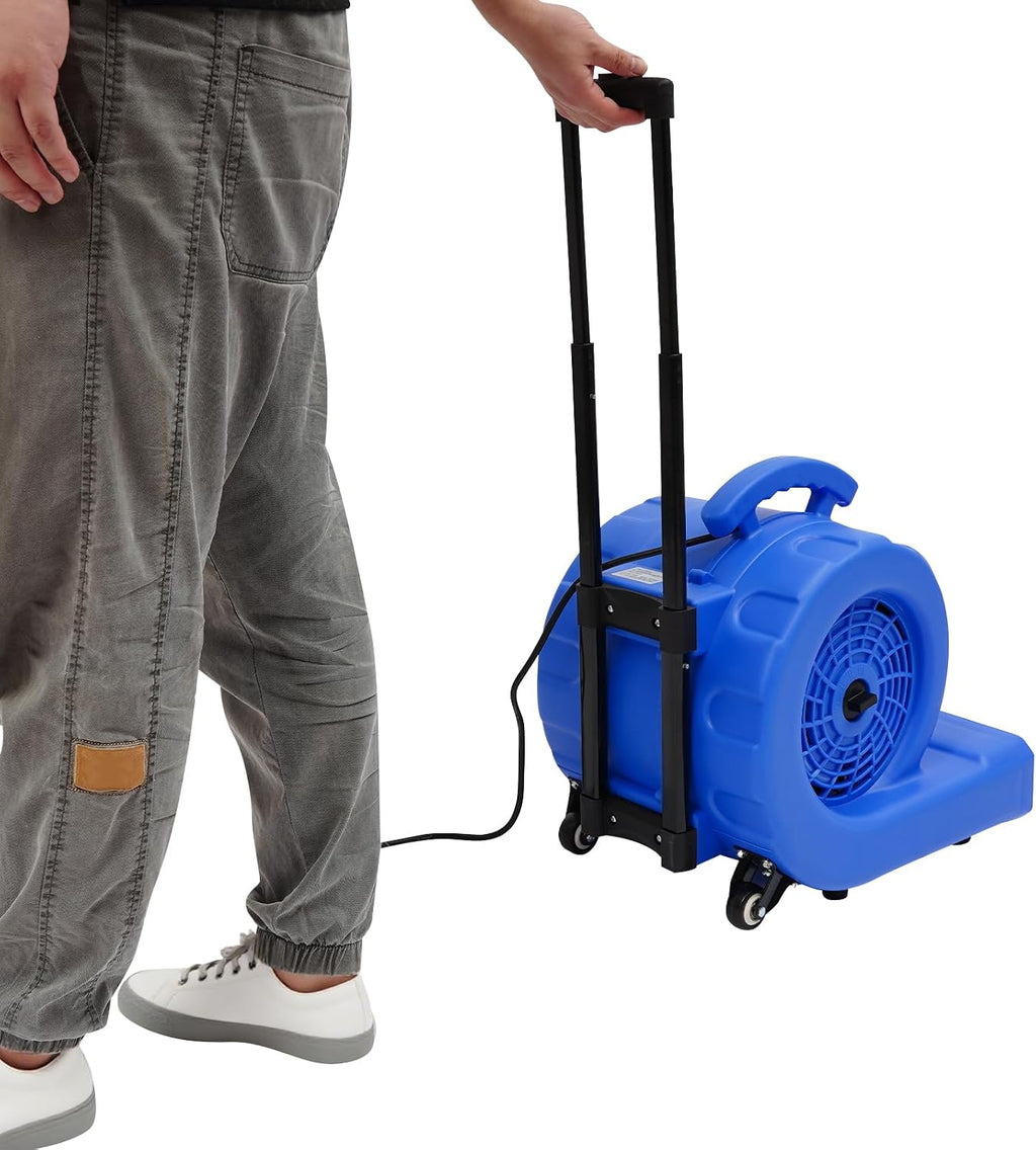 Floor Drying Fan, 750W Centrifugal Air Blower, 110V Floor Blower Fan with 3-Speeds, Adjustable Angles, Timer, Portable with Handle & Wheels, for Commercial Cleaning, Hotel Mall Home