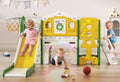 BIERUM 10 in 1 Toddler Slide Set - Baby Slide for Toddlers 1-3 with Colorful Lights, Drawing Board and Building Blocks Board, Indoor Outdoor Toddler Playset Playground, Green Yellow