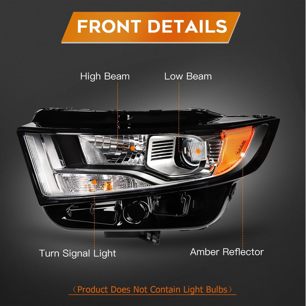 Headlight Fit 2015-2018 for Edge Black Housing Amber Reflector Pair Headlight Assembly FT4Z13008A