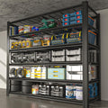Extra Large/Big 55.12'W Father&I Industrial 6-Heavy-Dudy-Shelf-Rack Utility Tall Garage/Warehouse Shelving Metal/Steel Storage Shelves Unit/System Adjustable for Bin/Shed, 84'*55.12*24', Black