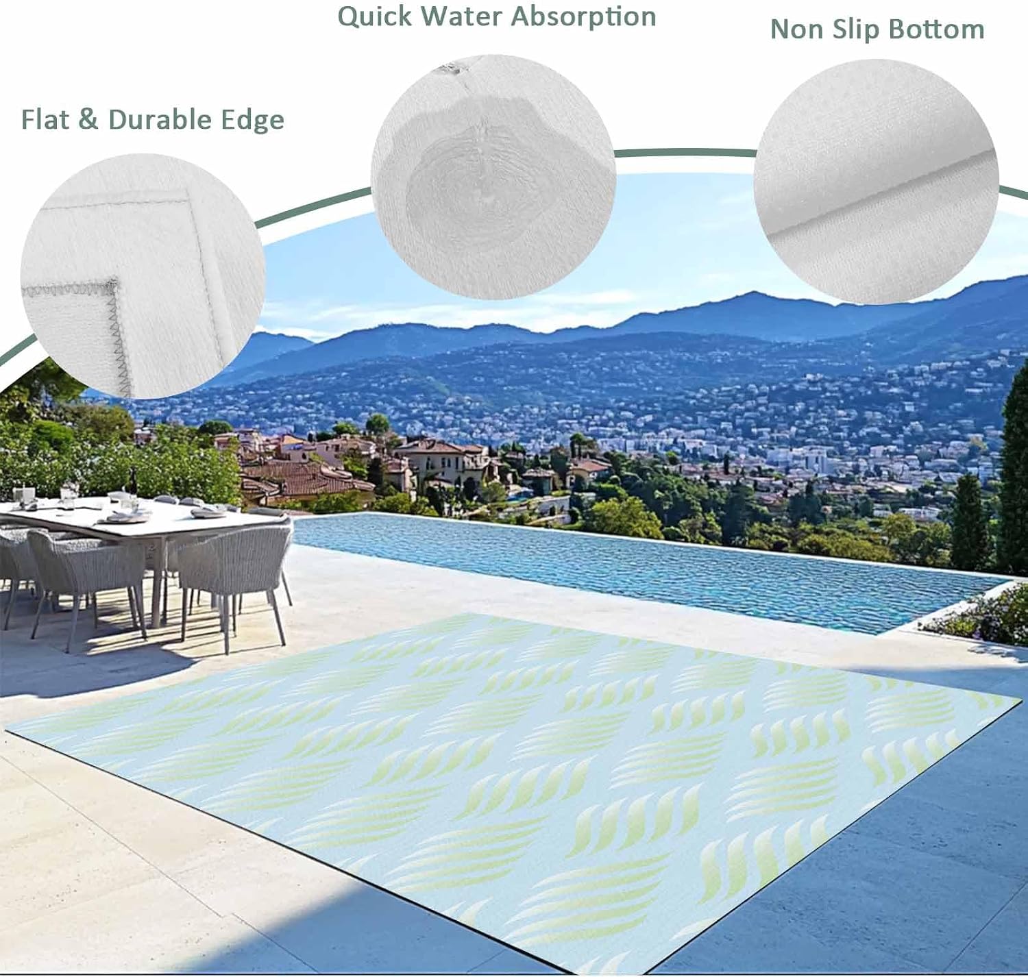Outdoor Rug 4x6ft Geometric Art Minimalist Style Patio Area Rugs Waterproof Easy Cleaning Non Shedding Thick Mats Abstract Carpet for Indoor Outdoor Porch Deck Backyard Balcony
