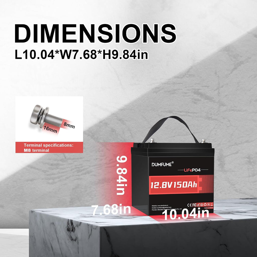 12V 150Ah Max Lithium LiFePO4 Battery, 100A BMS with Low Temp Cut-Off,Automotive-Grade Cells,15000+ Deep Cycles,Perfect for Solar,RV,Off-Grid,Home Energy Storage