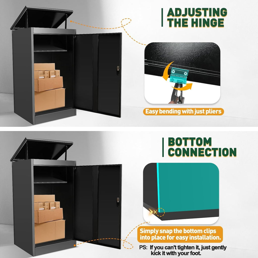 43.5IN Package Delivery Boxes for Outside, Ultra Large Mailbox for Parcel, Automobile Steel Parcel Mailbox, Waterproof Anti-Theft Parcel Drop Box for Home and Business