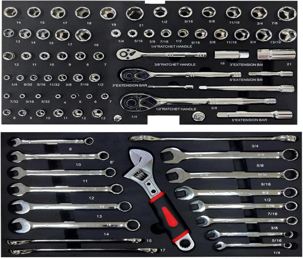 tool box with tools, tool set mechanics kit, 439 piece tool set, socket wrench set, mechanic tool set, heavy duty tool box, home tool kit, automotive tools, DIY tool set (439pcs-orange)