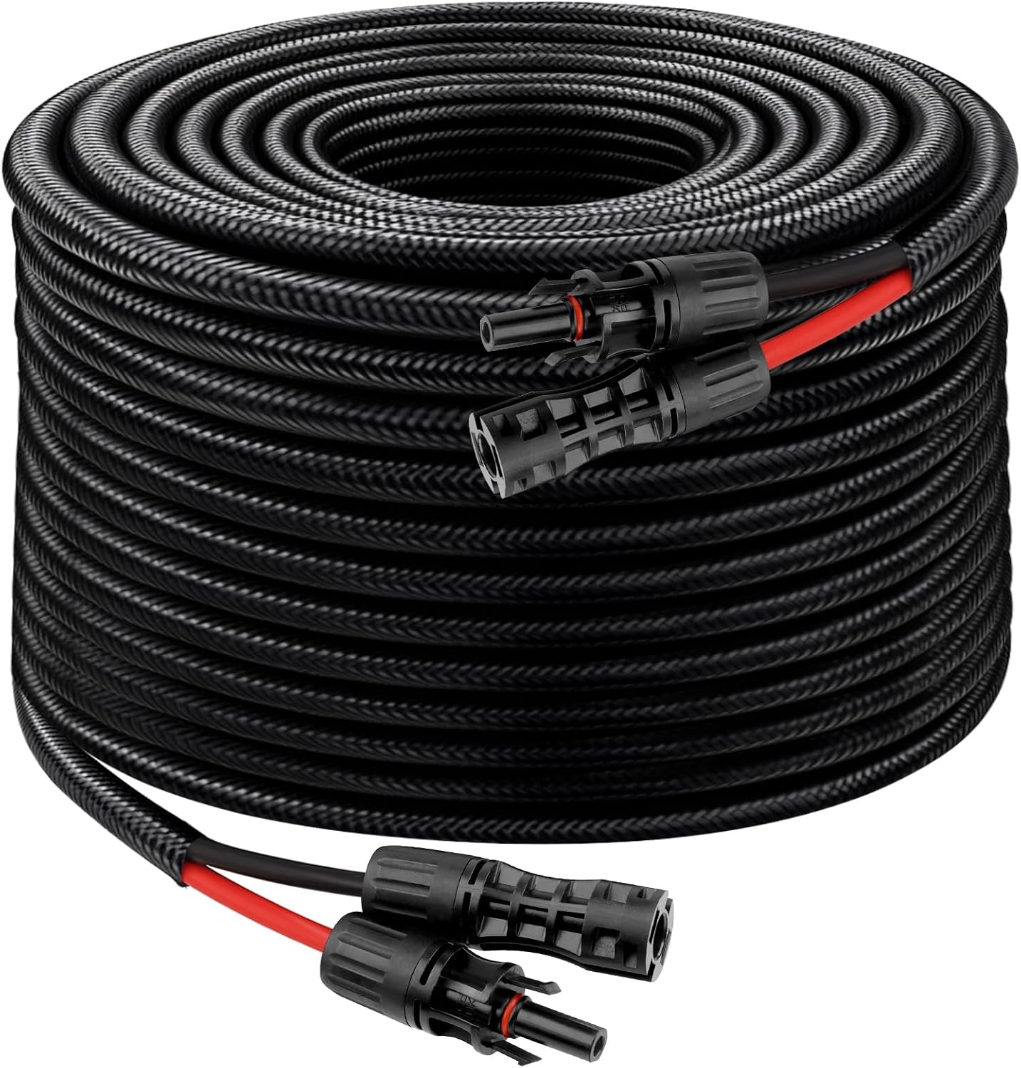 XRDS -RF Solar Cable 100FT, 8AWG Solar Extension Cable with Male & Female Solar Connectors, Flame-Retardant Protective Sleeving Solar Panel Cable, Weatherproof PV Wire for Solar Panel Connection