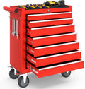 7-Drawer Rolling Tool Chest with Wheels, Tool Box with Locking System and Sliding Drawers, Tool Box Organizer for Garage, Warehouse, Workshop(Red)