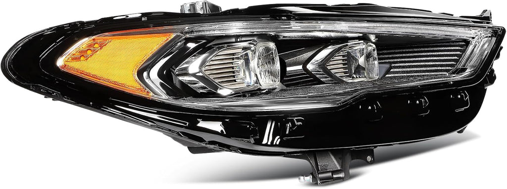 Headlight Assembly Fit 2017-2020 for Fusion Driver & Passenger Side Headlight Black Housing Clear Reflector FO2502347