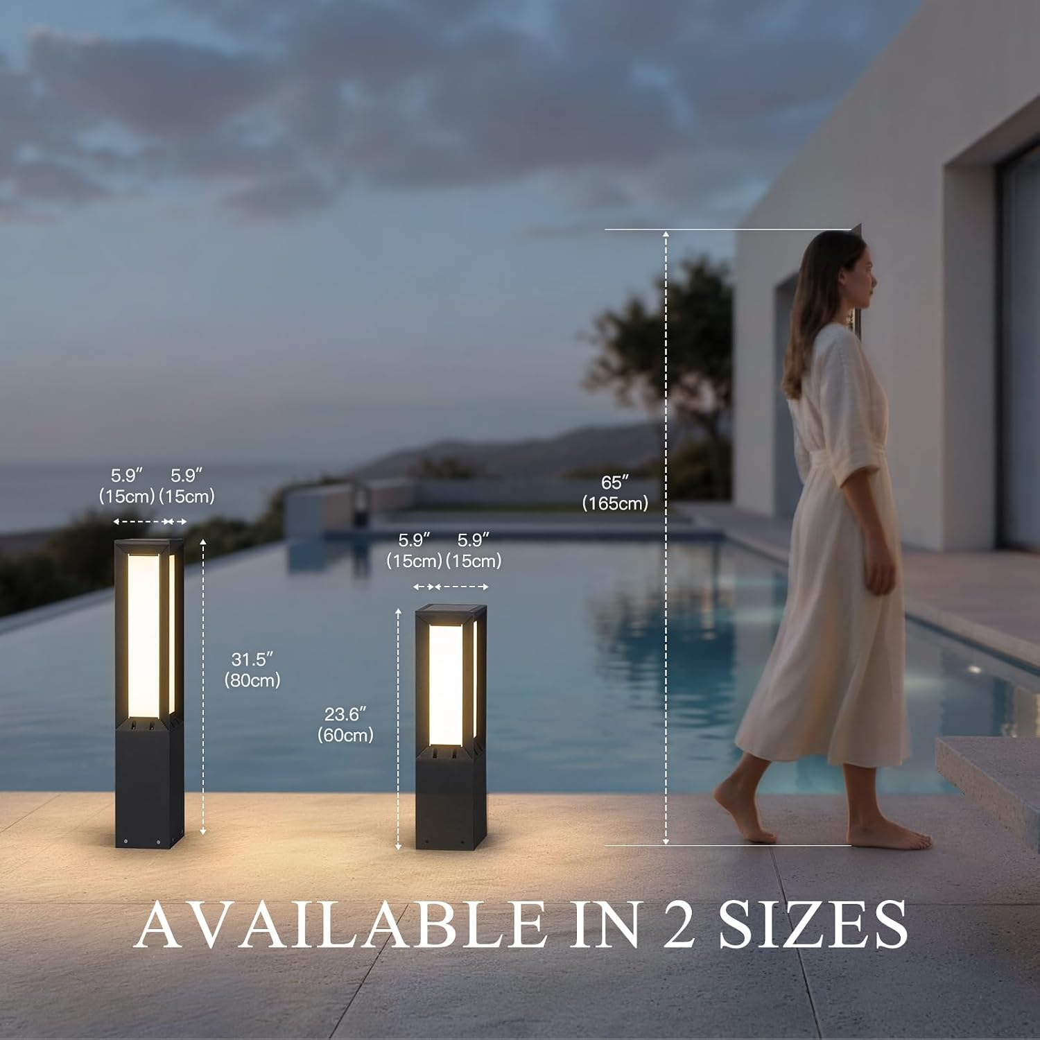 Solar Floor Lamp with Remote, 3000K LED Modern Outdoor Lantern Dimmable, 31.5' Outdoor Solar Lanterns Waterproof IP65, Dusk to Dawn Floor Lamps for Outside Porch Patio Deck Garden Backyard Decor