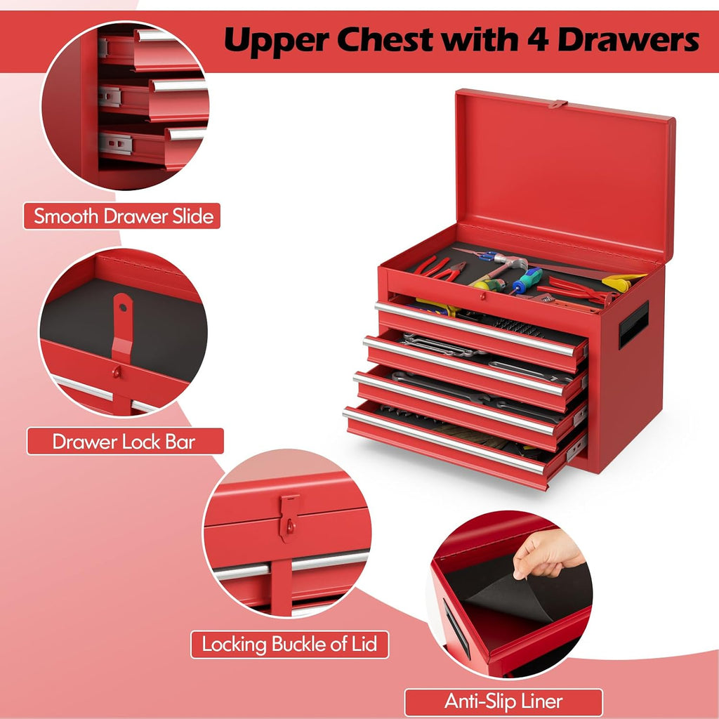 S AFSTAR 5-Drawer Rolling Tool Chest, High Capacity Tool Storage Cabinet with Lockable Wheels, Adjustable Shelf & Anti-Slip Liner, Detachable Tool Box Organizer Tool Cabinet for Garage Workshop (Red)