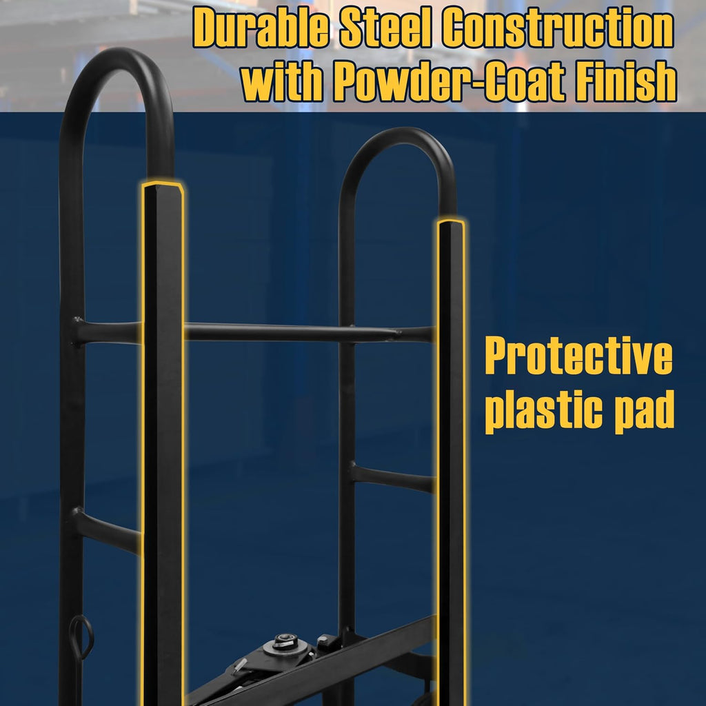 Olympia Tools Appliance Hand Truck, Heavy-Duty Furniture Dolly with Auto-Recoil Straps and Wheels for Moving Large Appliances, 1200 Lb Capacity, Black