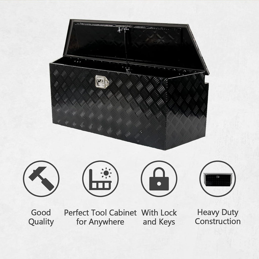 49' Aluminum Tool Box Storage Box with Lock & Keys (50.8x20.3x15.6 inches, 33.7 lbs, Water Resistant, Black)