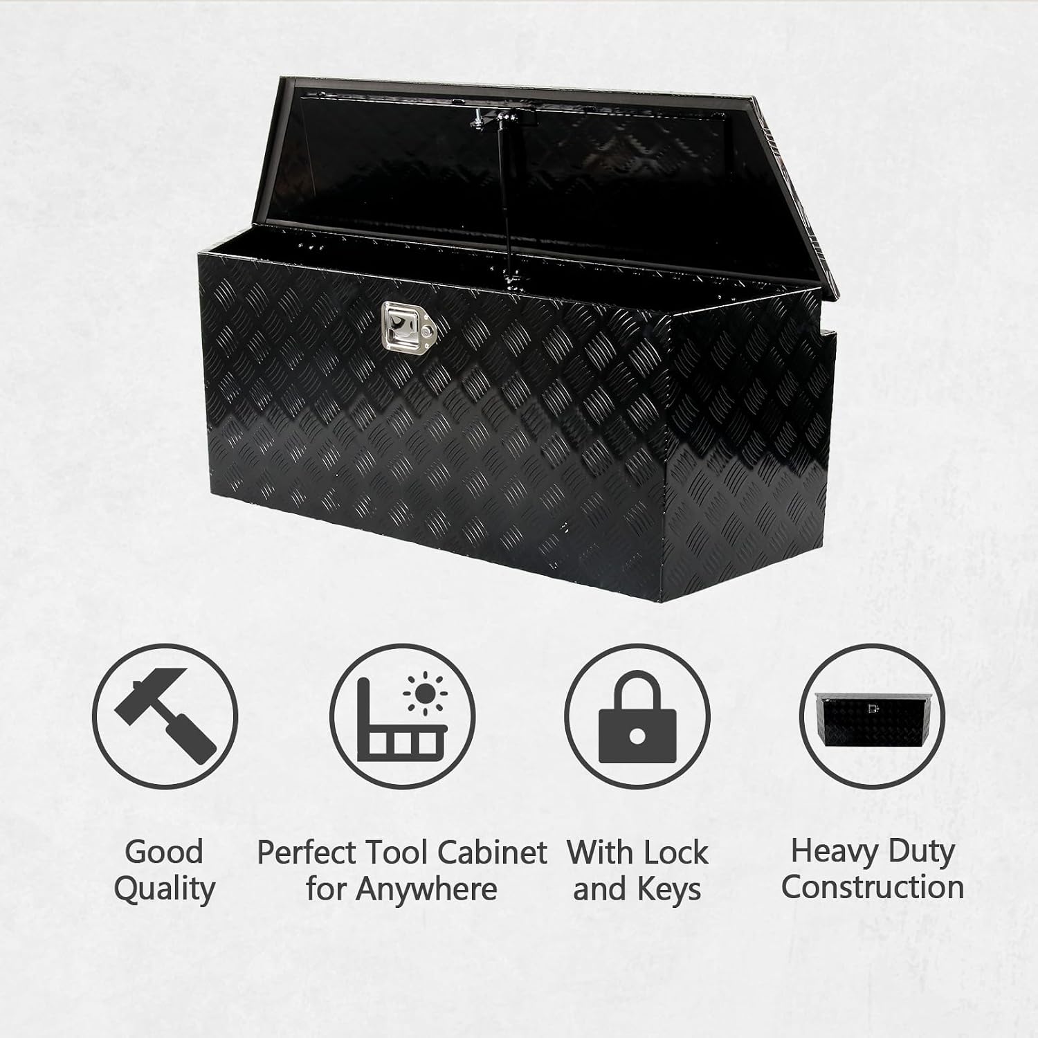49' Aluminum Tool Box Storage Box with Lock & Keys (50.8x20.3x15.6 inches, 33.7 lbs, Water Resistant, Black)